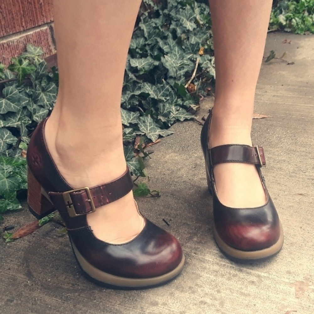 Dr Martens Marlena Oxblood Burgundy Ruboff Distressed Preppy Heeled Mary Jane 10 - Picture 8 of 8